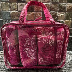 Vera Bradley Pink and White Cosmetic Bag with Butterfly Design